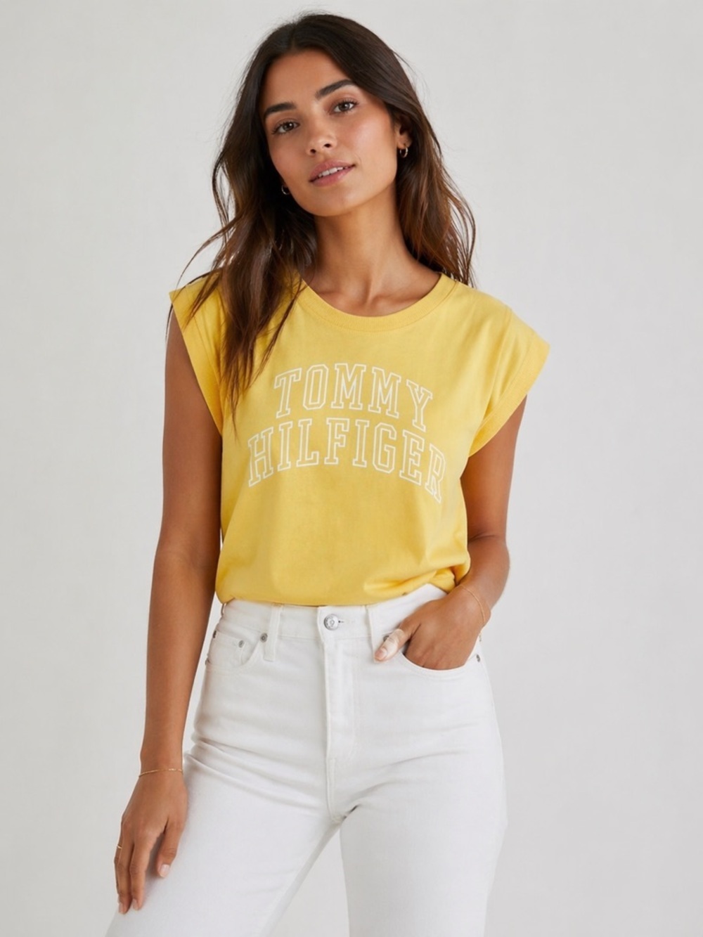 Tommy Hilfiger Muscle Tee T-shirt sleeveless Logo mustard yellow